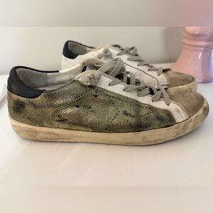 Golden Goose White and Gold Sneakers